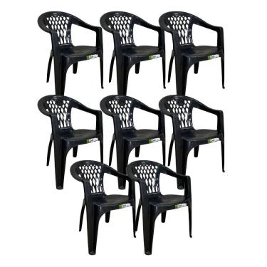 Imagem de Kit 8 Cadeiras de Plastico com Braco Duo Bella Duoplastic Empilhaveis