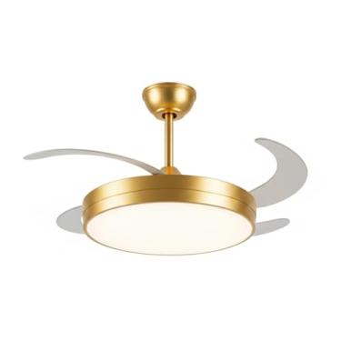Imagem de Ventilador de Teto com Luminária de Led 36w Dimerizável Retrátil 6 Velocidades Dourado