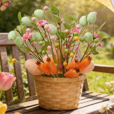 Imagem de 30 cm de flores artificiais de páscoa, ovos, ramos de cenoura, plantas falsas, faça você mesmo, buquês de Páscoa, primavera, casa, quarto, vasos de mesa, ornamentos