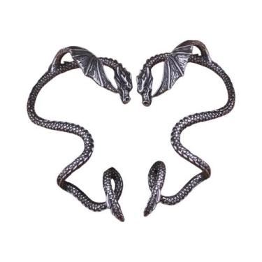 Imagem de Brincos De Pressão Góticos Femininos Vintage Viking Dragão Ouroboros E