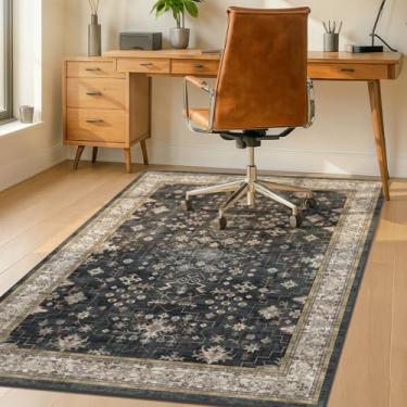 Imagem de Tapete preto para cadeira de escritório para pisos de madeira, tapete antiderrapante 91 x 122 cm, protetor de piso de azulejo para cadeira de escritório resistente, fácil de limpar, ultra macio