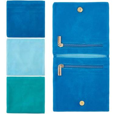 Imagem de CREATCABIN 3 bolsas de joias pequenas com botão de pressão de zíper bolsas organizadoras de joias de veludo, bolsa de armazenamento portátil para viagens, anéis femininos, pulseiras, brincos, colares