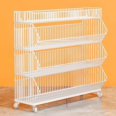 Imagem de Prateleira de exibição de vegetais e frutas de supermercado, rack de lanche de metal para chão, suporte de arame grande para batatas fritas e doces, organizador de mercearia comercial, solução de