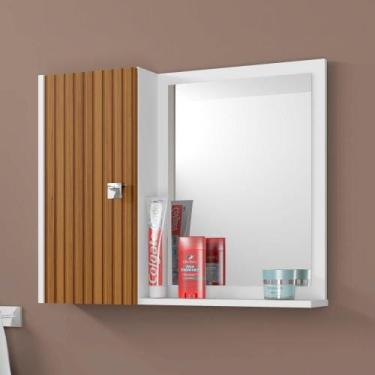 Imagem de Armário para Banheiro com Espelho Maia Branco Pintura 3D Ripada - Casa