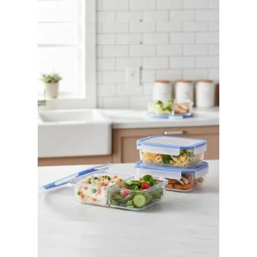 Imagem de Kit 3 Potes Vidro 1040ml Hermético Marmita Forno Refratário Transparen