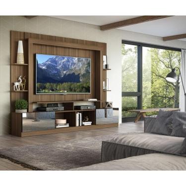 Imagem de Estante Tv 65" Portas C/ Espelho Oslo Multimóveis V3390 Madeirada/Preta Madeirado/Preto