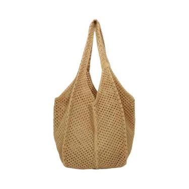 Imagem de Bolsa De Ombro Grande De Crochê Em Malha Sólida Para Mulheres, Moda De