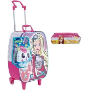 Imagem de Kit Mochila Grande Rodinha E Estojo Barbie E Caixa de Som - Sestini