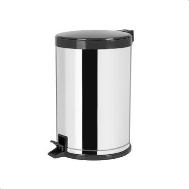 Imagem de Lixeira Inox Pedal 15L Compacta Elegante Cozinha Banheiro - Viel, Cinz