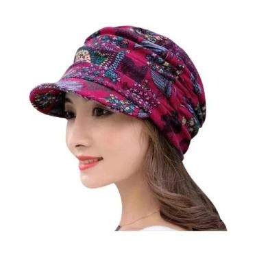Imagem de Boné Feminino Dobrável Com Estampa Floral, Chapéu De Estilo Étnico Com
