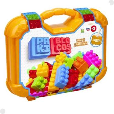 Imagem de Kit Maleta Blocos De Montar Encaixe 72 Pçs - Pakitoys 1258