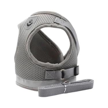 Imagem de Coleira Peitoral Ajustável Refletiva Para Gatos Com Guia, Colete De Ma