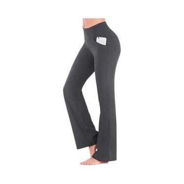 Imagem de Calças De Yoga De Cintura Alta E Perna Larga Para Meninas, Estilo Casu