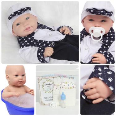 Imagem de Bebê Reborn Realista Menino Corpo de Silicone Roupa Coroa - Cegonha Re