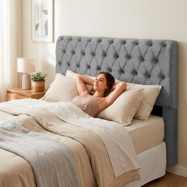 Imagem de Cabeceira Cama Box Casal Padrão Sarah 140cm com Frame Suede Cinza - Ab