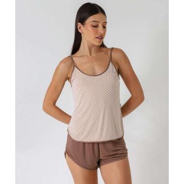 Imagem de Baby Doll Liganete Estampa Poá Delrio Bege-48054, Bege, GG
