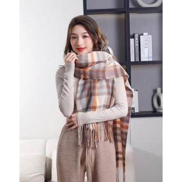 Imagem de Cachecol Lã Manta Unissex Grosso Inverno cores clássicas - Sem marca, 