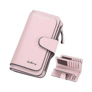 Imagem de Carteira Feminina De Couro Longa De Grande Capacidade Com Múltiplos Ca