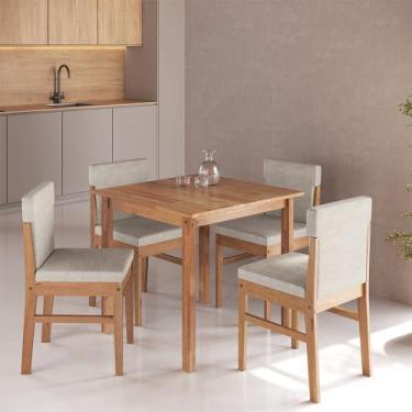 Imagem de Conjunto Mesa Genova 80x80 Cm com 4 Cadeiras Arezzo para Área Gourmet 
