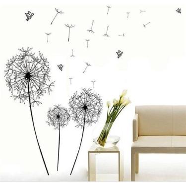 Imagem de Sticker Parede Dente de Leão Silhueta com Borboletas Adesivo Vinilico 