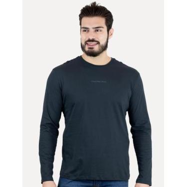 Imagem de Camiseta Calvin Klein Jeans Masculina Manga Longa Institutional Azul M