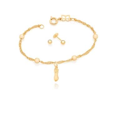 Imagem de Pulseira infantil Rommanel com Figa / Figuinha e Brinco Baby - 551392-