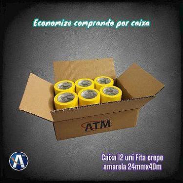 Imagem de Kit com 12 Unidades de Fita Crepe Amarela 24mm x 40m para Pintura - Na