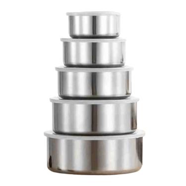 Imagem de Conjunto de Tigelas Potes Aço Inox com Tampa 5 peças