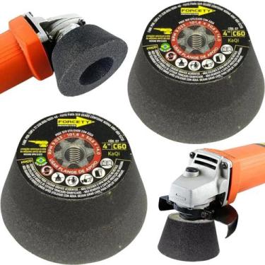 Imagem de 2 Rebolos Copo Cônico 4 Polegadas Grão 120 Rosca M14 Mármore Porcelana