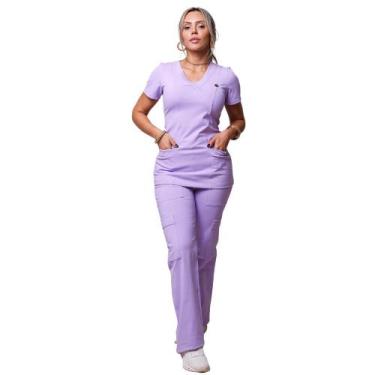Imagem de Conjunto Scrub Pijama Cirúrgico Verona Lavanda Toque Geladinho Poliami