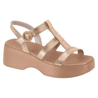 Imagem de Sandália Fem.Tratorada Super Leve Flatform Moleca 5503101, Ouro rosado