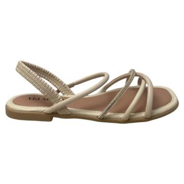 Imagem de Sandália Via Scarpa Flat Brilho Feminina, Neve, 38