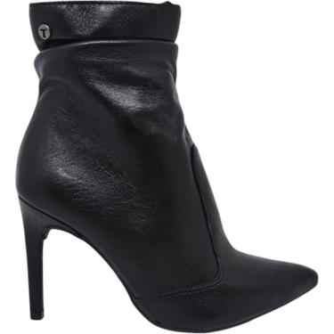 Imagem de Bota Feminina Casual Passeio Festa em Couro Bico Fino Salto Alto Fino Cano Baixo Tanara...