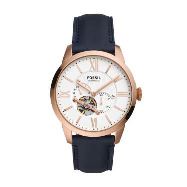 Imagem de Relógio Masculino Townsman ME3171-0JN Analógico Pulseira de Couro Azul Caixa Rosé Fossil