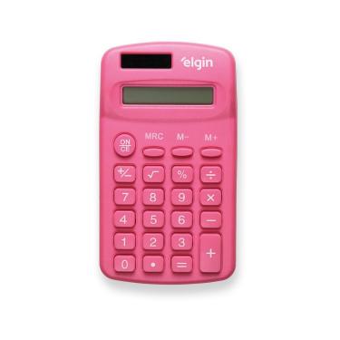 Imagem de Calculadora de Bolso Elgin 8 Dígitos com Desligamento Automático e Dupla Alimentação Rosa
