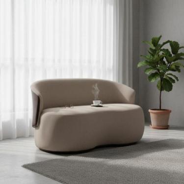 Imagem de Namoradeira Decorativa Beatriz Orgânica Composê Couro Marrom Suede Cap