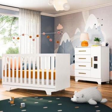 Imagem de Quarto de Bebê 100% MDF com Berço Mini Cama Life e Cômoda Fly - Tigus 