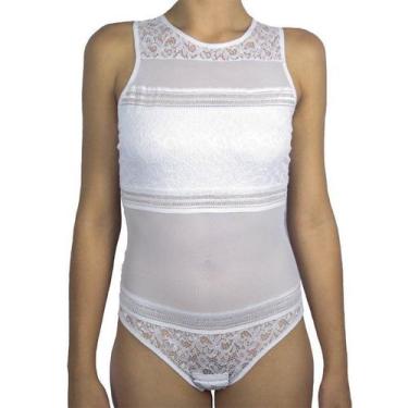 Imagem de Body feminino com renda e detalhes em transparência Liebe  -, Branco, 
