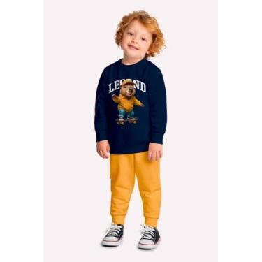 Imagem de Conjunto Menino Moletom Felpado Estampa Capivara Kyly, Azul marinho, A