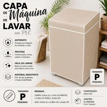 Imagem de Capa para Máquina de Lavar Antimofo PVC Tamanho P Bege Impermeável Pro