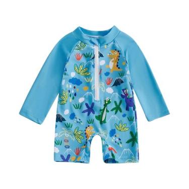 Imagem de Maiô Infantil Com Estampa De Tubarão, Roupa De Banho De Manga Comprida