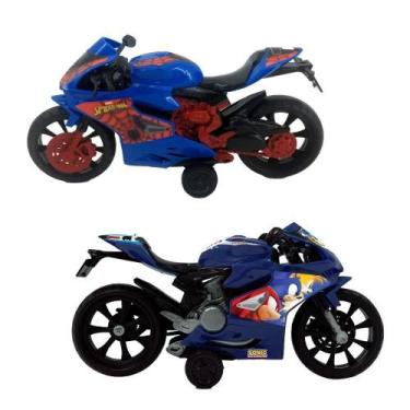 Imagem de Moto de Brinquedo Moto à Fricção com Ação Homem-Aranha e Sonic Candide
