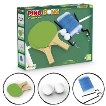 Imagem de Kit Jogo de Ping Pong, Tênis de Mesa, Raquetes, Rede e Bolas - Junges