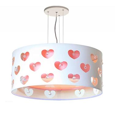 Imagem de LUSTRE INFANTIL PENDENTE CORAÇÕES C/CRISTAIS ROSA 50X16