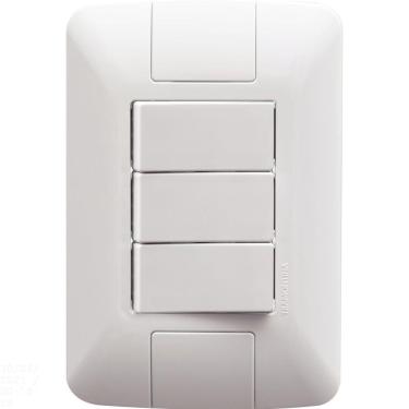 Imagem de Conjunto 4x2 com 3 Interruptores Simples Tramontina Aria 6 A 250 V Branco Tramontina