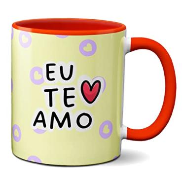 Imagem de Caneca Flork Meme Namorados Fofos Mãos Dadas Eu Te Amo (Vermelha)