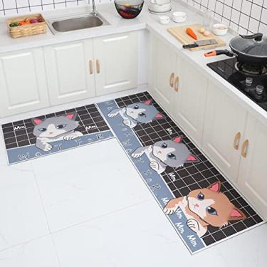 Imagem de Tapete de cozinha Tapetes de conforto 1 peça de couro à prova d'água à prova de óleo conjunto de tapetes antiderrapantes tapete acolchoado antifadiga 61 x 180 cm