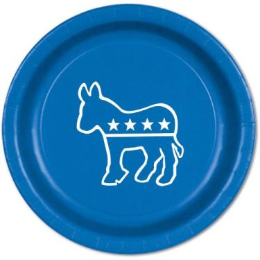 Imagem de Pratos Democratas Azuis 23 cm Pacote com 8