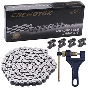 Imagem de CNCMOTOK Corrente de rolo padrão 420 elos 90 elos + disjuntor de corrente, adequado para Coleman BT200X CT200U Trail 200 CT200U-EX Baja TrailMaster Warrior Heat MASSIMO MB165 MB200 196cc 6,5hp Esportes Motorizados Mini Bike Part
