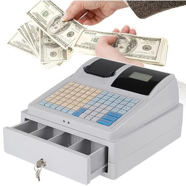 Imagem de Caixa Registradora Eletrônica Com Caixa De Recibo Com Chave, Teclado Levantado Com 81 Teclas, Caixa Registradora Para Varejista, Supermercado, Mercearia, Conveniência